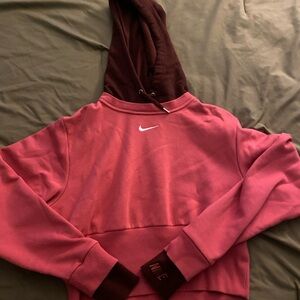 cropped pink and brown Nike hoodie side medium